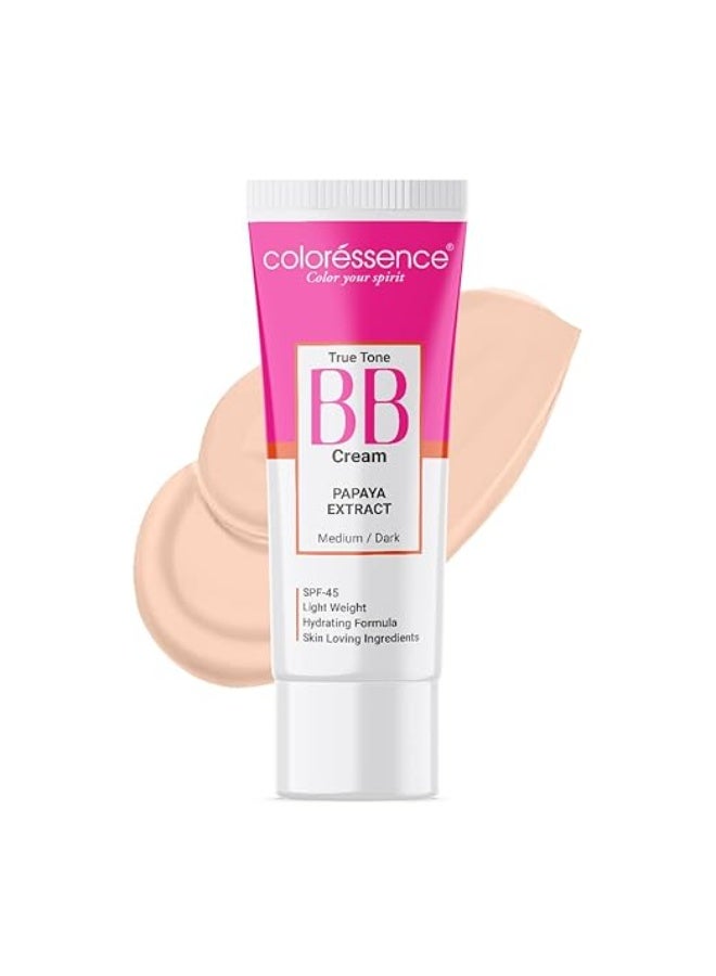 Coloressence True Tone BB Cream for Face Makeup SPF-45, Papaya Extract, 25gm | Lightweight Foundation | | Hydrating Formula | Natural Glow - Image 1